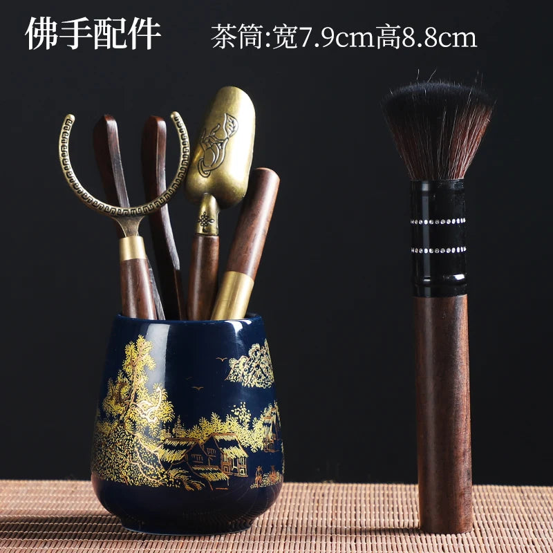 Tea Ceremony Six Gentlemen Decoration Purple Clay Ceramic Accessories, Tea Making Tools, Knife, Clip, Brush, Spoon