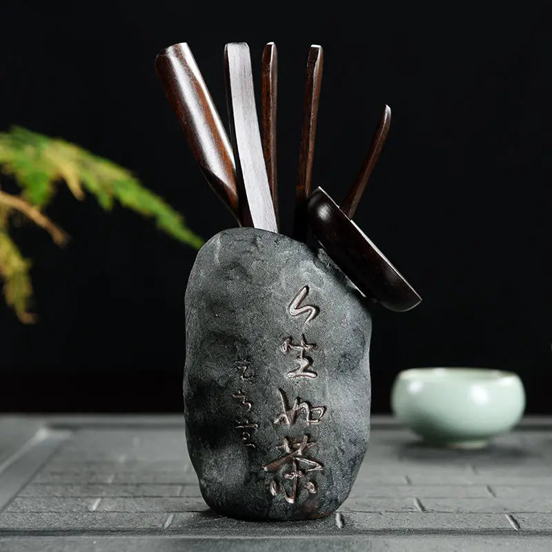 Tea Ceremony Six Gentlemen Decoration Purple Clay Ceramic Accessories, Tea Making Tools, Knife, Clip, Brush, Spoon