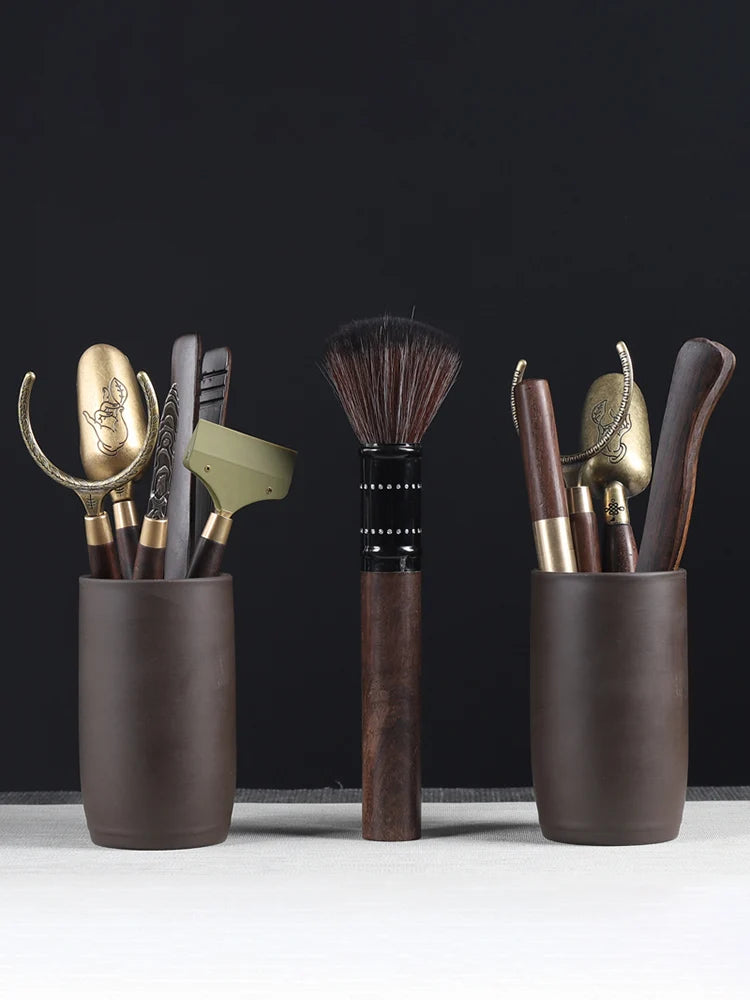 Tea Ceremony Six Gentlemen Decoration Purple Clay Ceramic Accessories, Tea Making Tools, Knife, Clip, Brush, Spoon