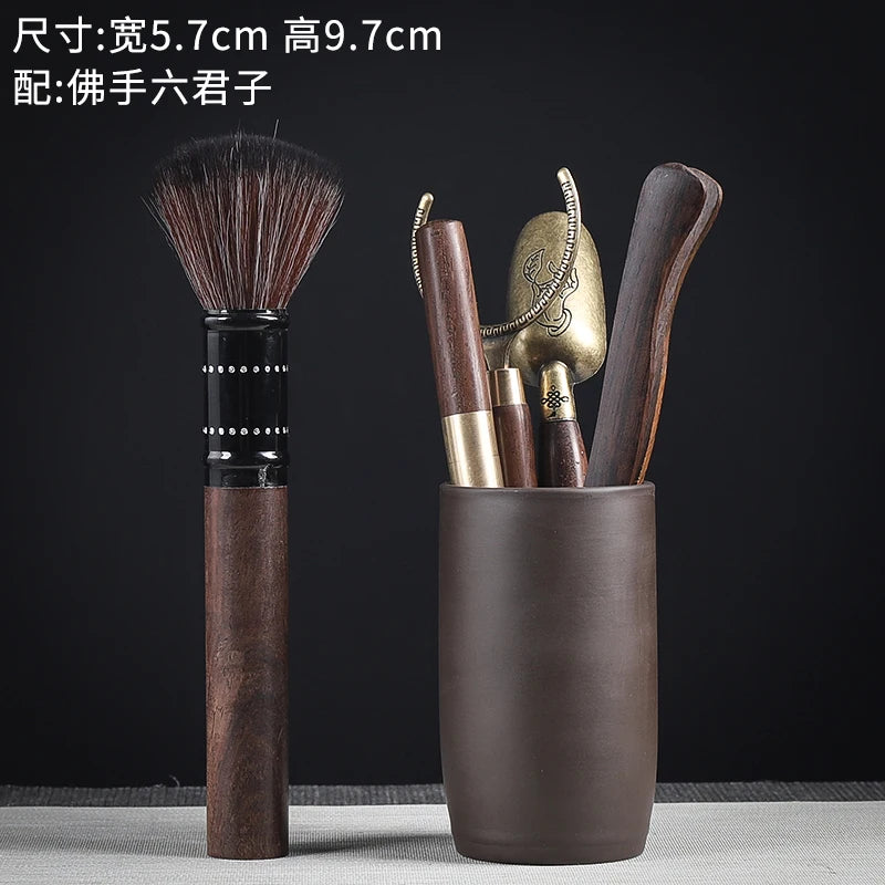 Tea Ceremony Six Gentlemen Decoration Purple Clay Ceramic Accessories, Tea Making Tools, Knife, Clip, Brush, Spoon