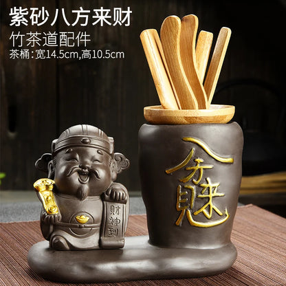 Tea Ceremony Six Gentlemen Decoration Purple Clay Ceramic Accessories, Tea Making Tools, Knife, Clip, Brush, Spoon