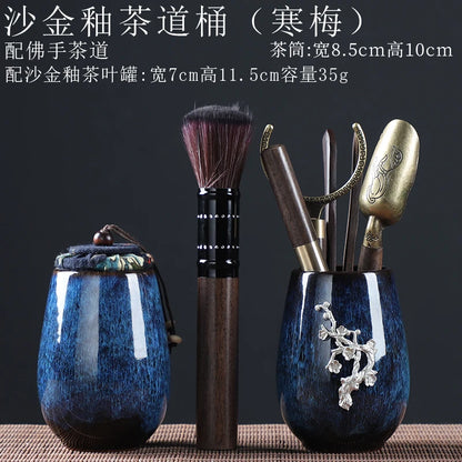 Tea Ceremony Six Gentlemen Decoration Purple Clay Ceramic Accessories, Tea Making Tools, Knife, Clip, Brush, Spoon
