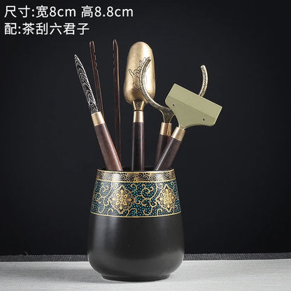 Tea Ceremony Six Gentlemen Decoration Purple Clay Ceramic Accessories, Tea Making Tools, Knife, Clip, Brush, Spoon