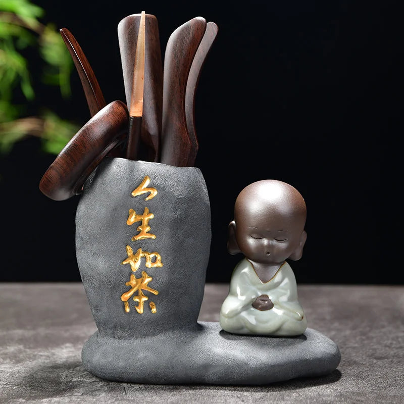 Tea Ceremony Six Gentlemen Decoration Purple Clay Ceramic Accessories, Tea Making Tools, Knife, Clip, Brush, Spoon