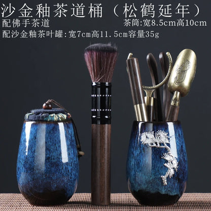Tea Ceremony Six Gentlemen Decoration Purple Clay Ceramic Accessories, Tea Making Tools, Knife, Clip, Brush, Spoon