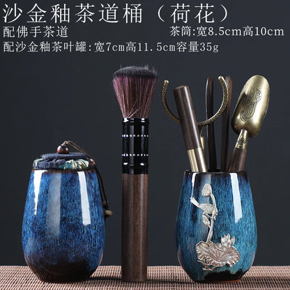 Tea Ceremony Six Gentlemen Decoration Purple Clay Ceramic Accessories, Tea Making Tools, Knife, Clip, Brush, Spoon