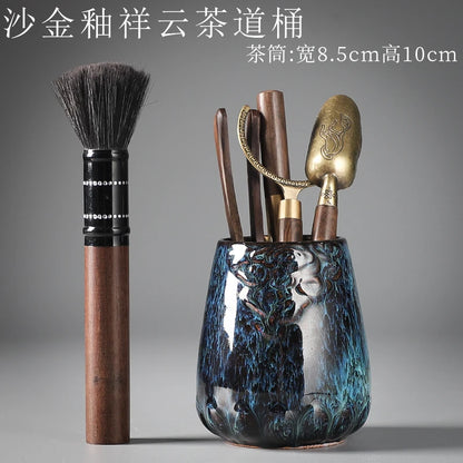 Tea Ceremony Six Gentlemen Decoration Purple Clay Ceramic Accessories, Tea Making Tools, Knife, Clip, Brush, Spoon
