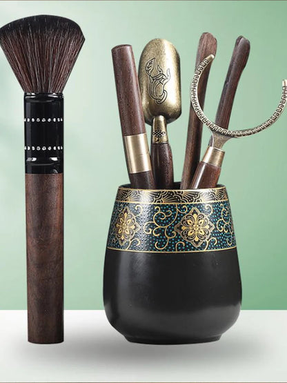 Tea Ceremony Six Gentlemen Decoration Purple Clay Ceramic Accessories, Tea Making Tools, Knife, Clip, Brush, Spoon