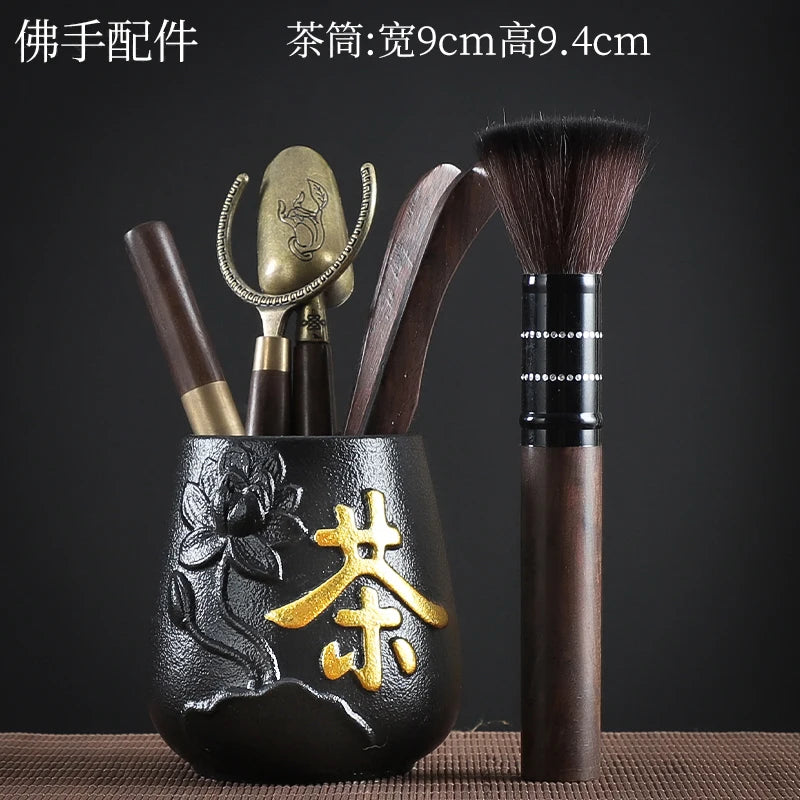 Tea Ceremony Six Gentlemen Decoration Purple Clay Ceramic Accessories, Tea Making Tools, Knife, Clip, Brush, Spoon
