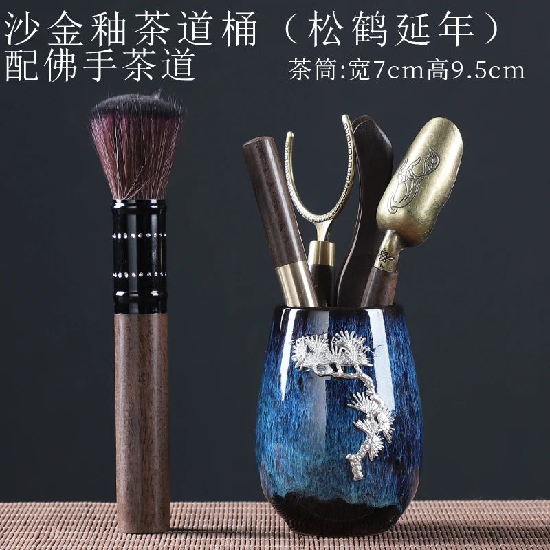 Tea Ceremony Six Gentlemen Decoration Purple Clay Ceramic Accessories, Tea Making Tools, Knife, Clip, Brush, Spoon