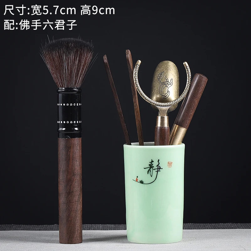 Tea Ceremony Six Gentlemen Decoration Purple Clay Ceramic Accessories, Tea Making Tools, Knife, Clip, Brush, Spoon