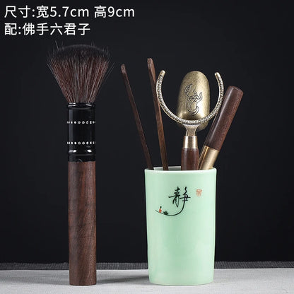Tea Ceremony Six Gentlemen Decoration Purple Clay Ceramic Accessories, Tea Making Tools, Knife, Clip, Brush, Spoon