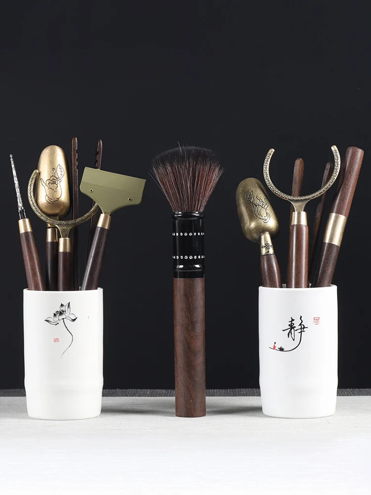 Tea Ceremony Six Gentlemen Decoration Purple Clay Ceramic Accessories, Tea Making Tools, Knife, Clip, Brush, Spoon