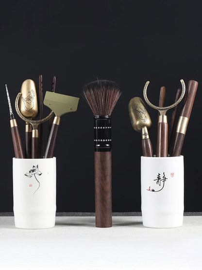 Tea Ceremony Six Gentlemen Decoration Purple Clay Ceramic Accessories, Tea Making Tools, Knife, Clip, Brush, Spoon