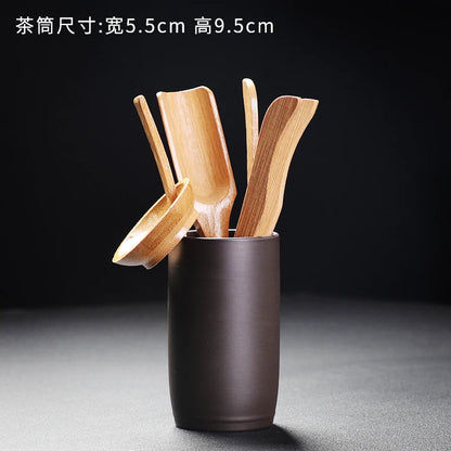 Tea Ceremony Six Gentlemen Decoration Purple Clay Ceramic Accessories, Tea Making Tools, Knife, Clip, Brush, Spoon