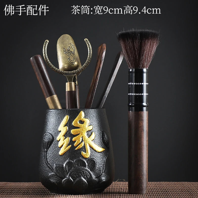 Tea Ceremony Six Gentlemen Decoration Purple Clay Ceramic Accessories, Tea Making Tools, Knife, Clip, Brush, Spoon