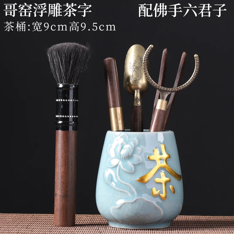 Tea Ceremony Six Gentlemen Decoration Purple Clay Ceramic Accessories, Tea Making Tools, Knife, Clip, Brush, Spoon