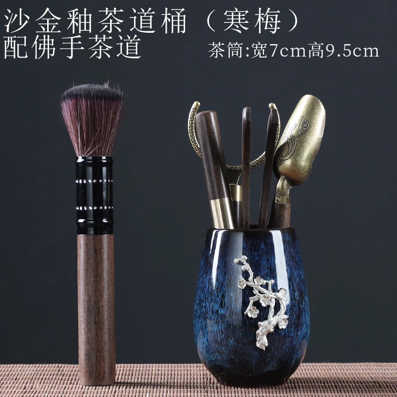 Tea Ceremony Six Gentlemen Decoration Purple Clay Ceramic Accessories, Tea Making Tools, Knife, Clip, Brush, Spoon