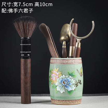 Tea Ceremony Six Gentlemen Decoration Purple Clay Ceramic Accessories, Tea Making Tools, Knife, Clip, Brush, Spoon