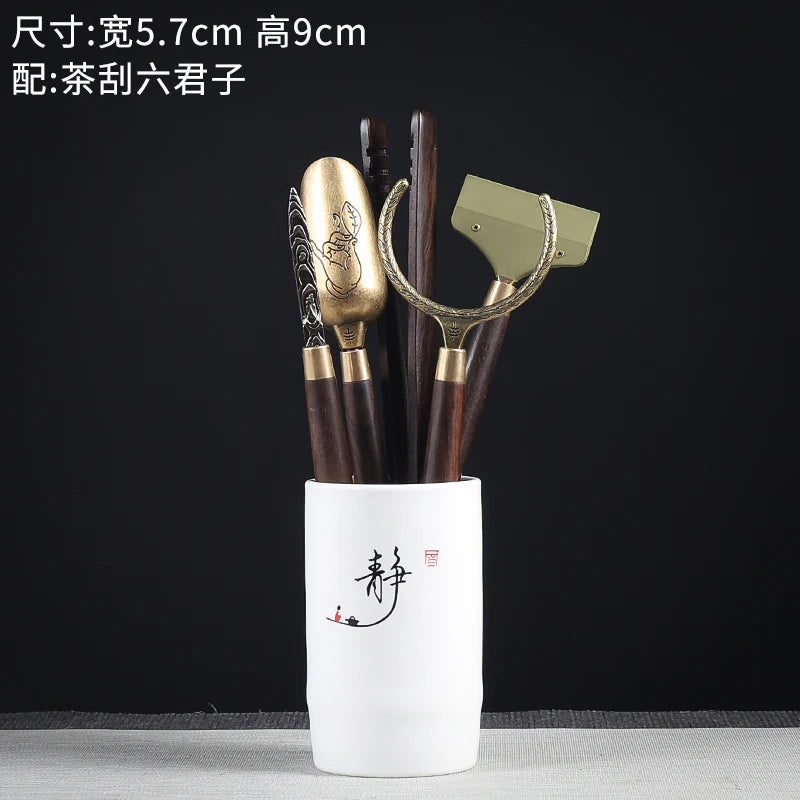 Tea Ceremony Six Gentlemen Decoration Purple Clay Ceramic Accessories, Tea Making Tools, Knife, Clip, Brush, Spoon