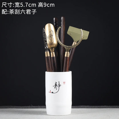 Tea Ceremony Six Gentlemen Decoration Purple Clay Ceramic Accessories, Tea Making Tools, Knife, Clip, Brush, Spoon