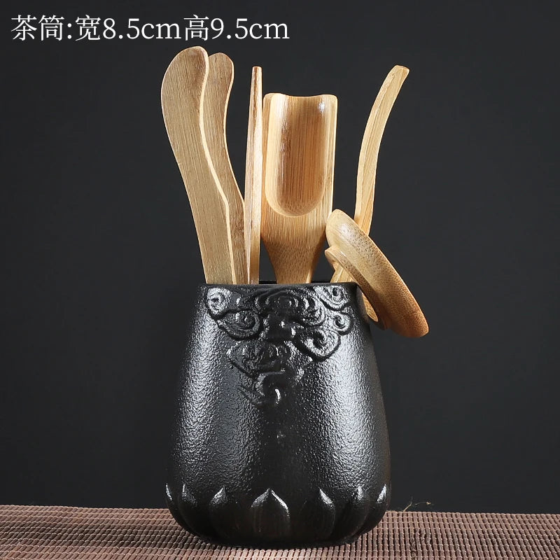 Tea Ceremony Six Gentlemen Decoration Purple Clay Ceramic Accessories, Tea Making Tools, Knife, Clip, Brush, Spoon