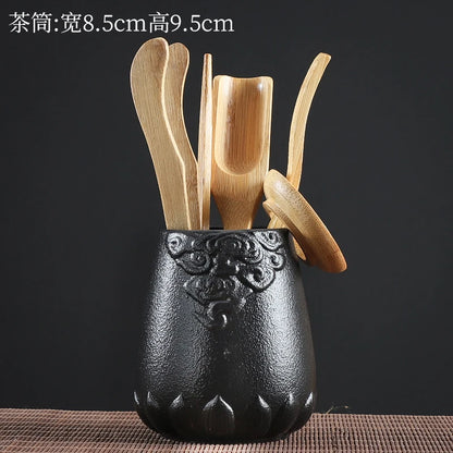 Tea Ceremony Six Gentlemen Decoration Purple Clay Ceramic Accessories, Tea Making Tools, Knife, Clip, Brush, Spoon