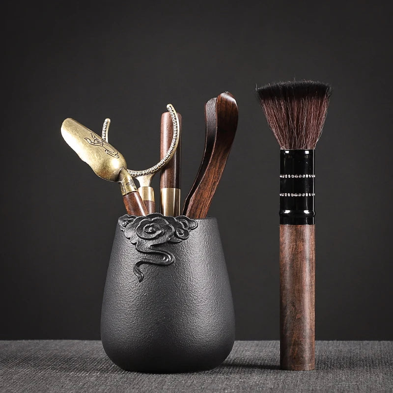 Tea Ceremony Six Gentlemen Decoration Purple Clay Ceramic Accessories, Tea Making Tools, Knife, Clip, Brush, Spoon
