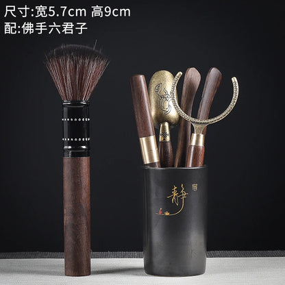 Tea Ceremony Six Gentlemen Decoration Purple Clay Ceramic Accessories, Tea Making Tools, Knife, Clip, Brush, Spoon