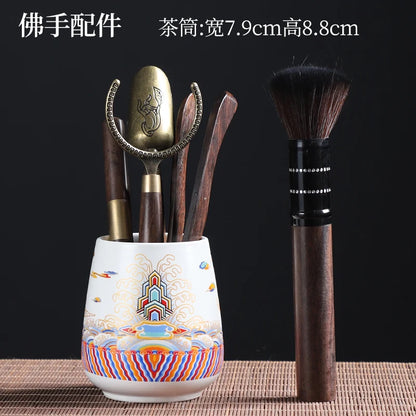 Tea Ceremony Six Gentlemen Decoration Purple Clay Ceramic Accessories, Tea Making Tools, Knife, Clip, Brush, Spoon