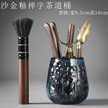 Tea Ceremony Six Gentlemen Decoration Purple Clay Ceramic Accessories, Tea Making Tools, Knife, Clip, Brush, Spoon