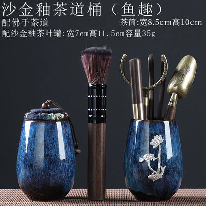 Tea Ceremony Six Gentlemen Decoration Purple Clay Ceramic Accessories, Tea Making Tools, Knife, Clip, Brush, Spoon