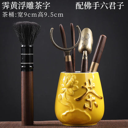 Tea Ceremony Six Gentlemen Decoration Purple Clay Ceramic Accessories, Tea Making Tools, Knife, Clip, Brush, Spoon