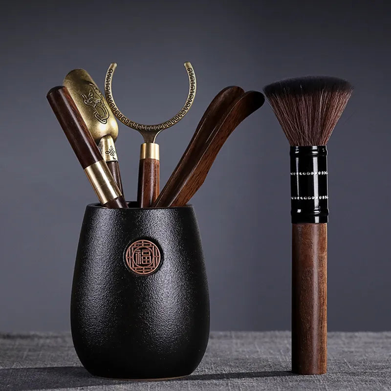 Tea Ceremony Six Gentlemen Set Kung Fu Tea Set Accessories Ebony Encyclopedia Tea Making Tools Tea Clip Spoon Tea Art Accessorie