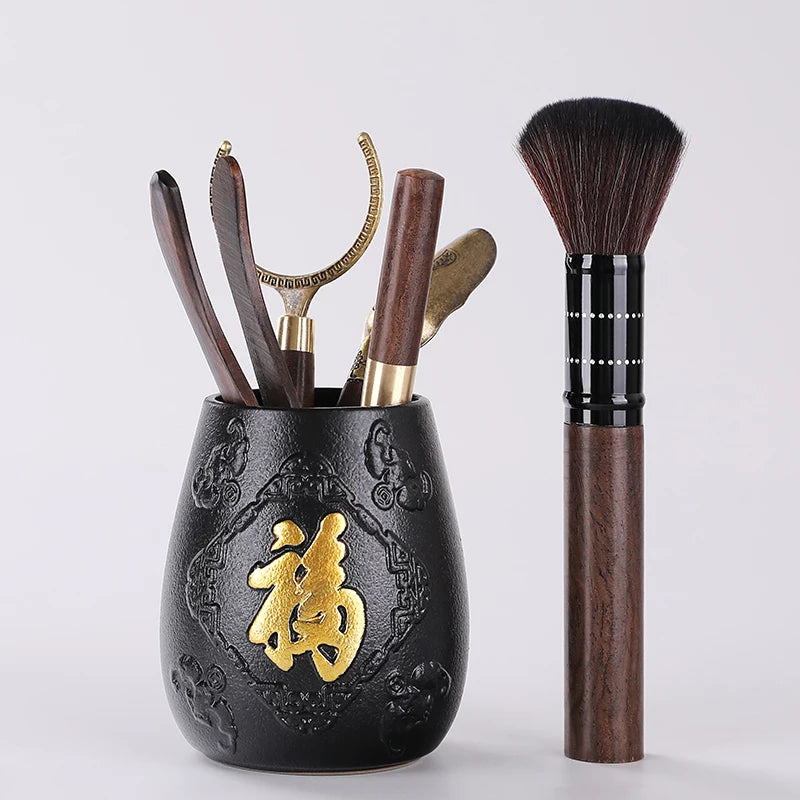 Tea Ceremony Six Gentlemen Set Kung Fu Tea Set Accessories Ebony Encyclopedia Tea Making Tools Tea Clip Spoon Tea Art Accessorie