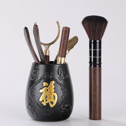 Tea Ceremony Six Gentlemen Set Kung Fu Tea Set Accessories Ebony Encyclopedia Tea Making Tools Tea Clip Spoon Tea Art Accessorie