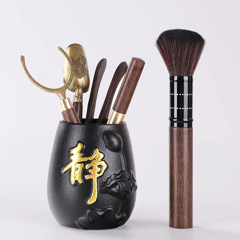 Tea Ceremony Six Gentlemen Set Kung Fu Tea Set Accessories Ebony Encyclopedia Tea Making Tools Tea Clip Spoon Tea Art Accessorie