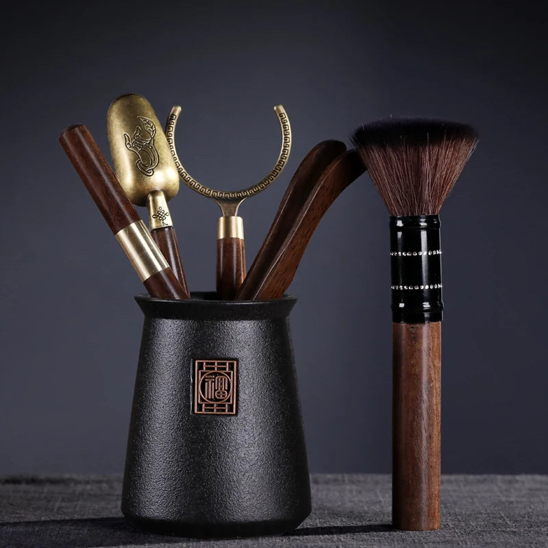 Tea Ceremony Six Gentlemen Set Kung Fu Tea Set Accessories Ebony Encyclopedia Tea Making Tools Tea Clip Spoon Tea Art Accessorie