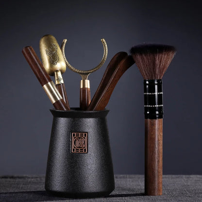 Tea Ceremony Six Gentlemen Set Kung Fu Tea Set Accessories Ebony Encyclopedia Tea Making Tools Tea Clip Spoon Tea Art Accessorie