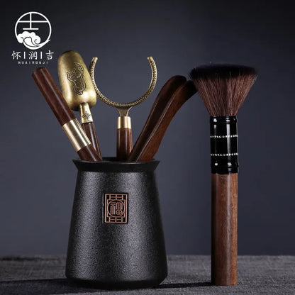 Tea Ceremony Six Gentlemen Set Kung Fu Tea Set Accessories Ebony Encyclopedia Tea Making Tools Tea Clip Spoon Tea Art Accessorie