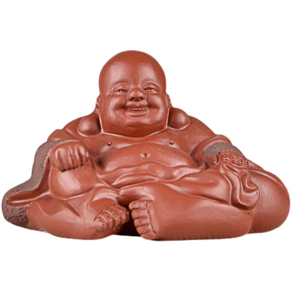 Tea Ceremony Tea Carve Tea Tray Utensils Fine Ornaments Supportable Raw Ore Handmade Purple Sand Bag Maitreya Buddha Smiling Bud