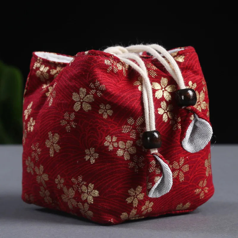 Tea Ceremony Utensils Cloth Bag Travel Tea Set Storage Bag Teacup Teapot Packing Bag Fabric Drawstring Bag Travel Tea Set Bag