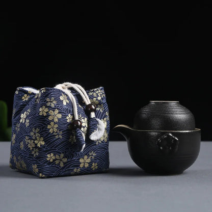 Tea Ceremony Utensils Cloth Bag Travel Tea Set Storage Bag Teacup Teapot Packing Bag Fabric Drawstring Bag Travel Tea Set Bag