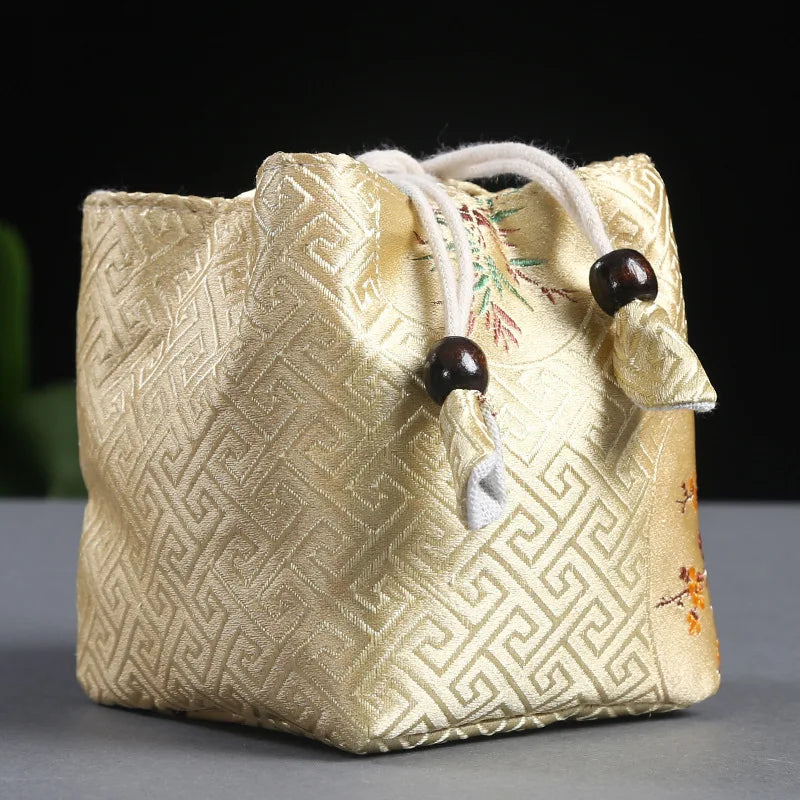 Tea Ceremony Utensils Cloth Bag Travel Tea Set Storage Bag Teacup Teapot Packing Bag Fabric Drawstring Bag Travel Tea Set Bag