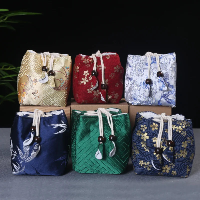 Tea Ceremony Utensils Cloth Bag Travel Tea Set Storage Bag Teacup Teapot Packing Bag Fabric Drawstring Bag Travel Tea Set Bag