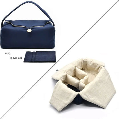 Tea Cozies Storage Cloth Bag, Side Handle Pot, Tea Set, One 3 Grid Suit for Cup Teapot, Travel Portable Drawstring