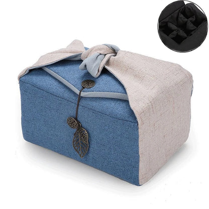 Tea Cozies Travel Tea Set Storage Bag, Tea Accessories, Cotton Linen Bag, Cloth Drinkware, Tea Ware Suit for 1 Pot 4 Cups