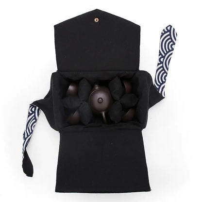 Tea Cozies Travel Tea Set Storage Bag, Tea Accessories, Cotton Linen Bag, Cloth Drinkware, Tea Ware Suit for 1 Pot 4 Cups