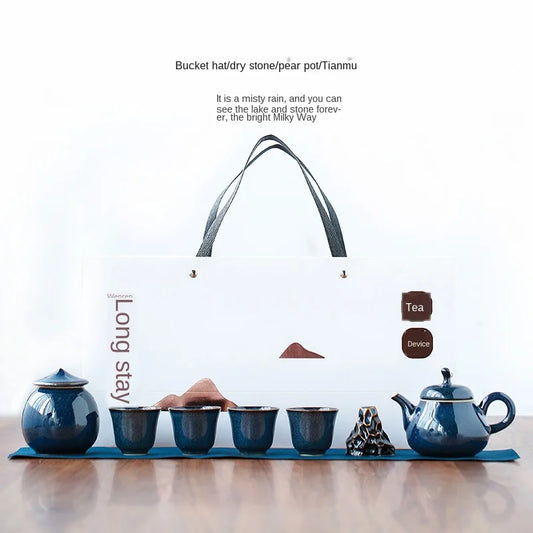 Tea Creative Dry Landscape Pear Pot Teapot Ceramic A Pot of Four Cups of Kung Fu Tea Gift Box Teapot Set Tea Ceremony Tea Set