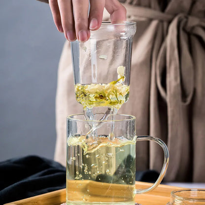 Tea Infuser Household Puer Glass Teacup Office Heat Resistant High Temperature Explosion Proof Rose Flower Tea Cups Mugs
